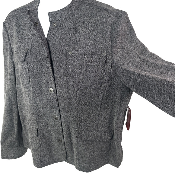 JM Collection Gray Matters Blk Wht Tweed Knit Jacket Size 16P New With Tags - Picture 3 of 10